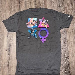 Sony Logo T-Shirt Gray Mens Size Medium Promo Women @ Playstation Buttons NWOT